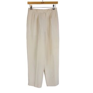 Vintage Talbots Pure Silk Trousers Pants Cream Size 4 Petite
